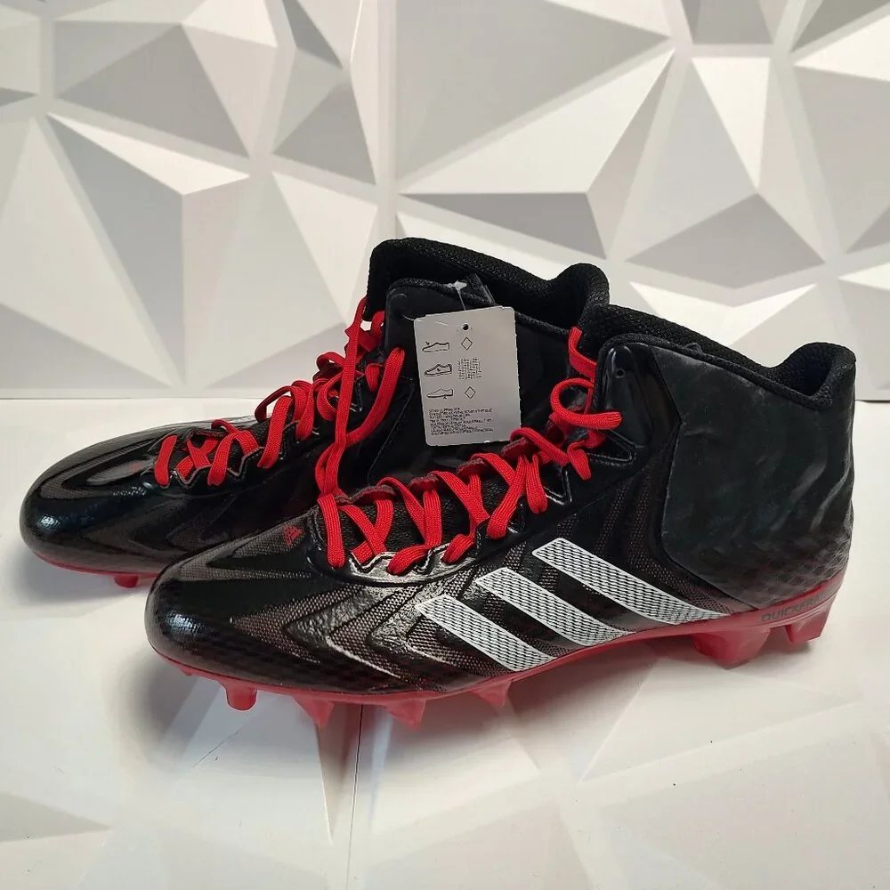 Adidas Mens Football Cleats 16 Black Red Shoe Lacrosse Crazyquick Mid Top - Picture 8 of 10